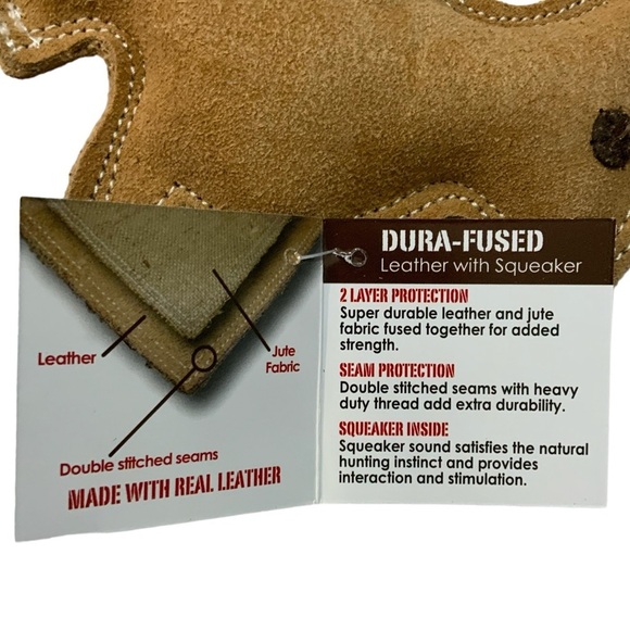 Spot Dog Toy Fused Leather Squeaky Rabbit Strong Durable Toy Ethical Products - Picture 2 of 16